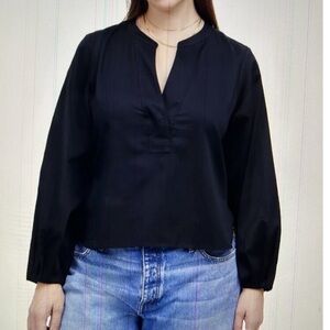 Madewell Navy Blue V-Neck Blouse